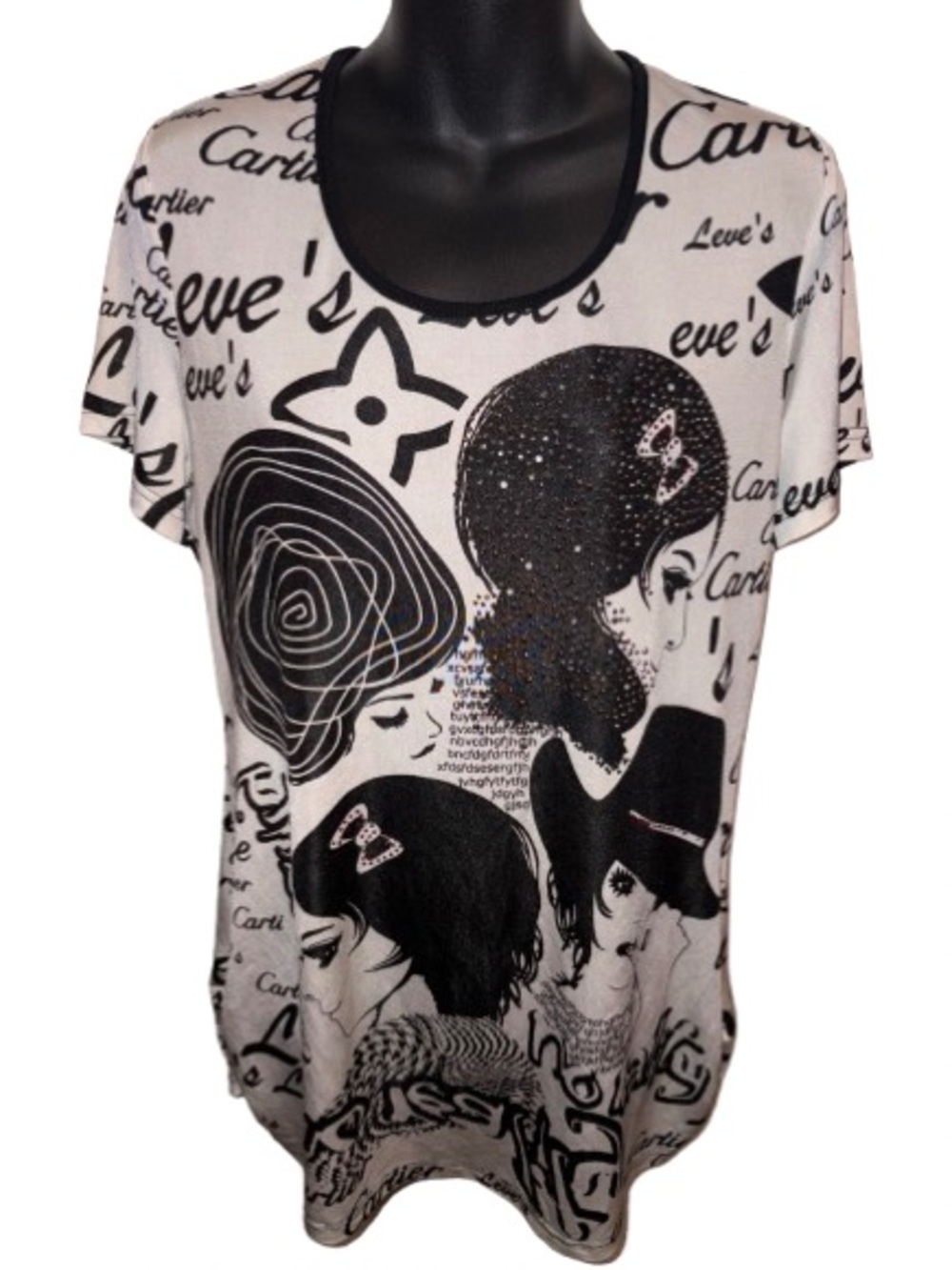 Black and White Graphic Short Sleeve Tee size S